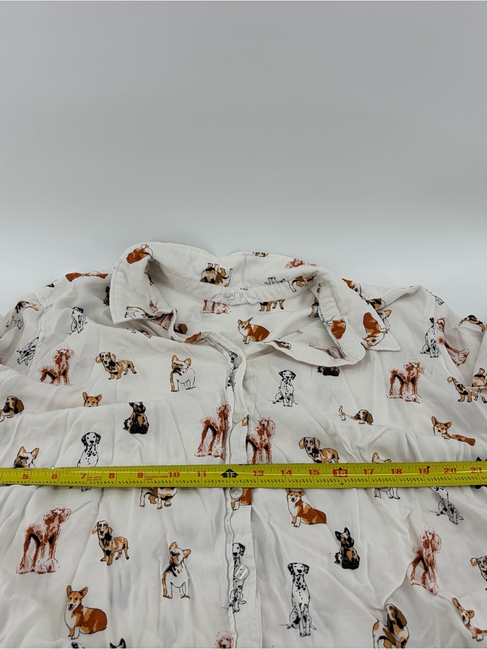 Jane + Delancey Shirt Womens 3X White Dog Print Button Front Tunic Top Dogs - Picture 6 of 7